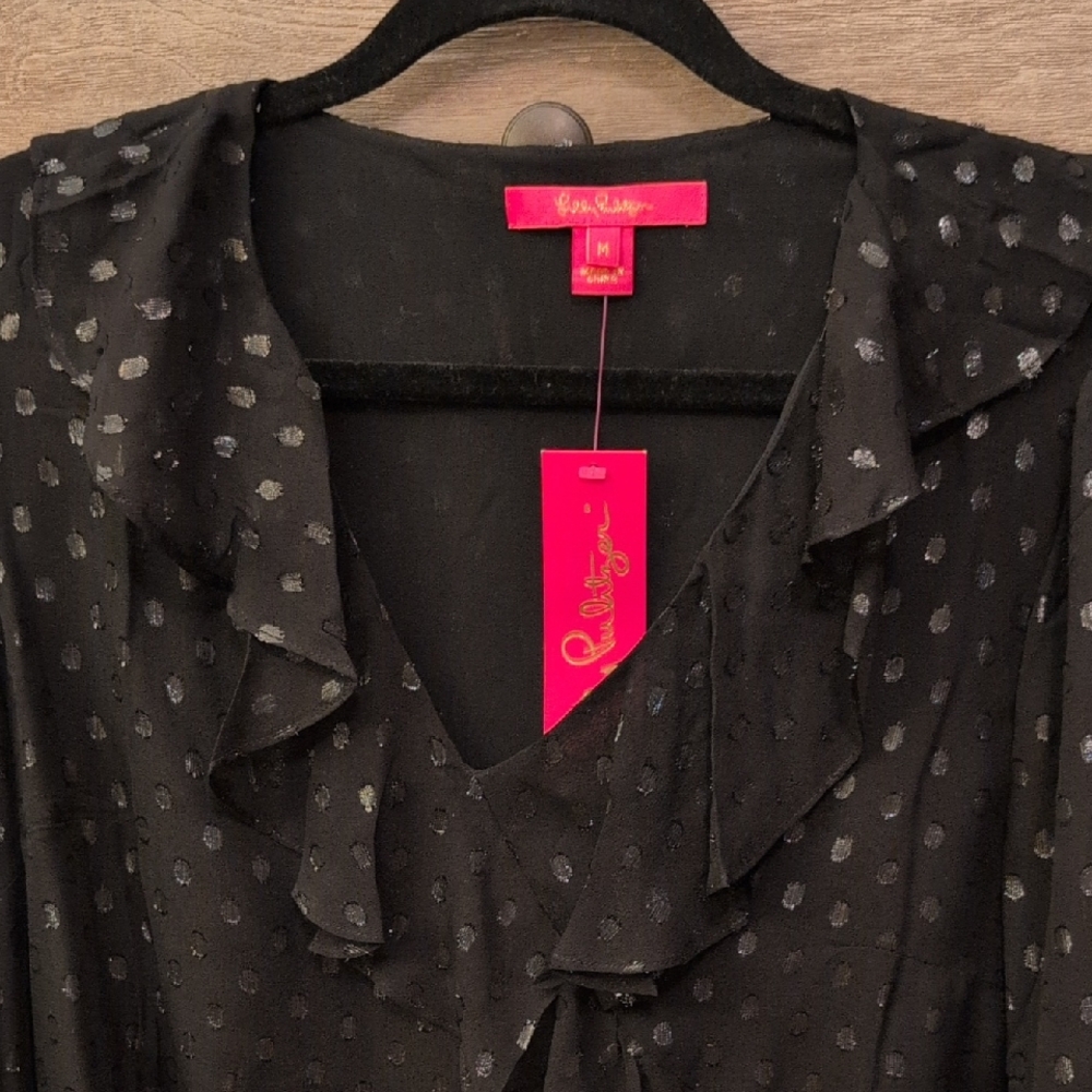 Lilly Pulitzer Black Polka Dot Blouse